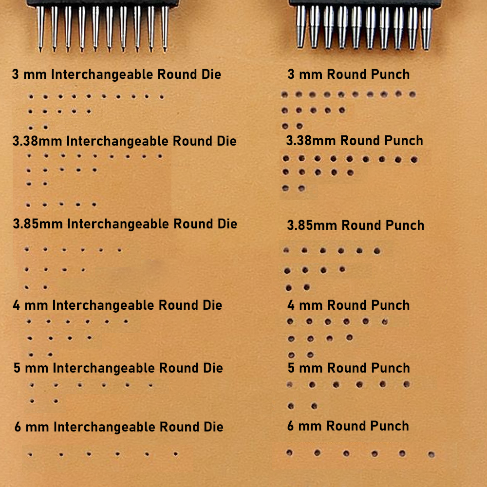 Precision Leather Stitching Punch with Interchangeable Round Dies