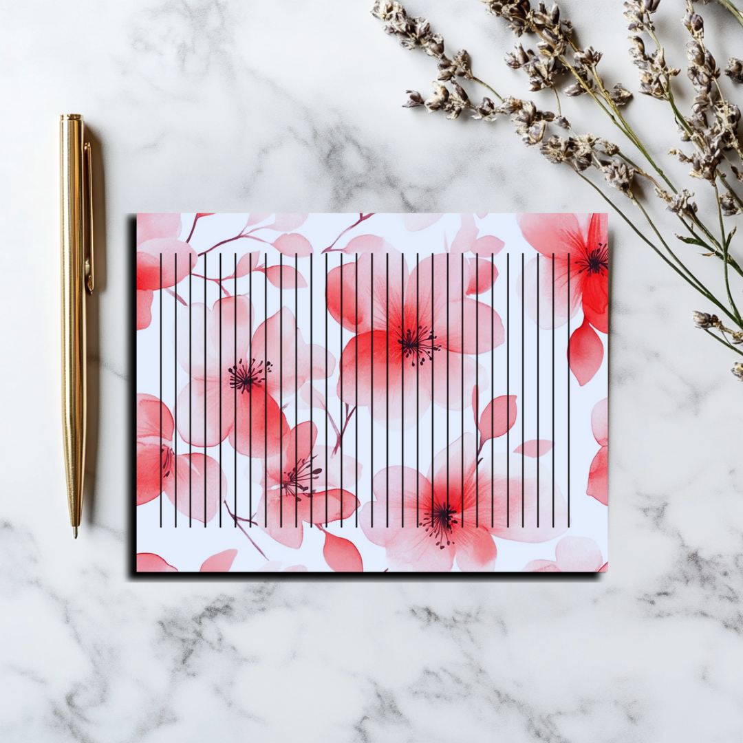 24 sheet Blossom & Lines – 8.5" x 11" Letter Size Floral Stationery Paper