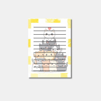 Stacked Cats Lined Notepad