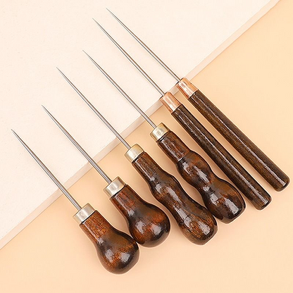 Wood Handle Leather Awl-6Pack