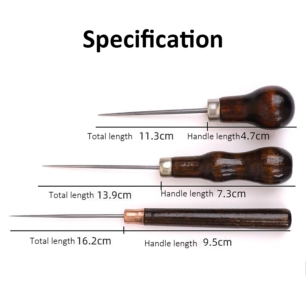 Wood Handle Leather Awl-6Pack