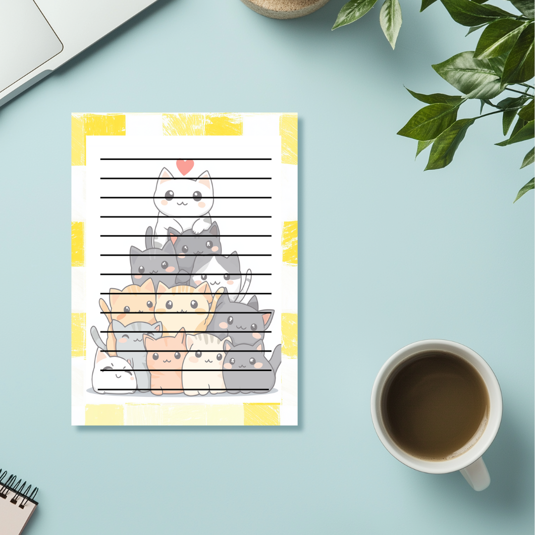 Stacked Cats Lined Notepad