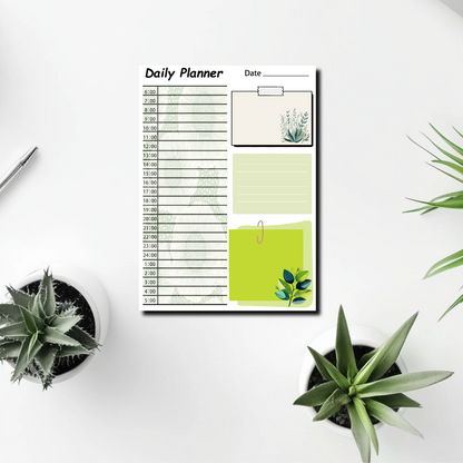 Floral Daily Planner Pad – 24-Hour Time