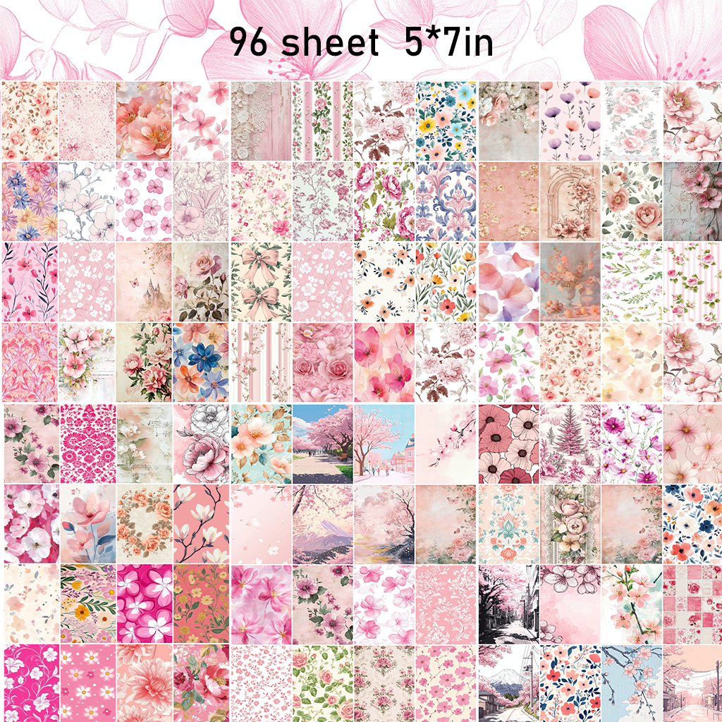 96 sheets 5*7in Floral Decorative Paper