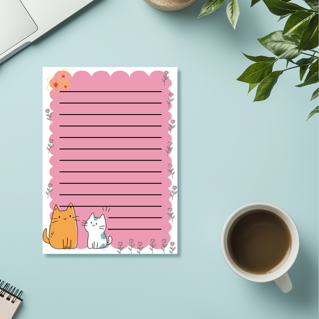 Purrfect Blooms Notepads-Where Adorable Cats Meet Elegant Roses!