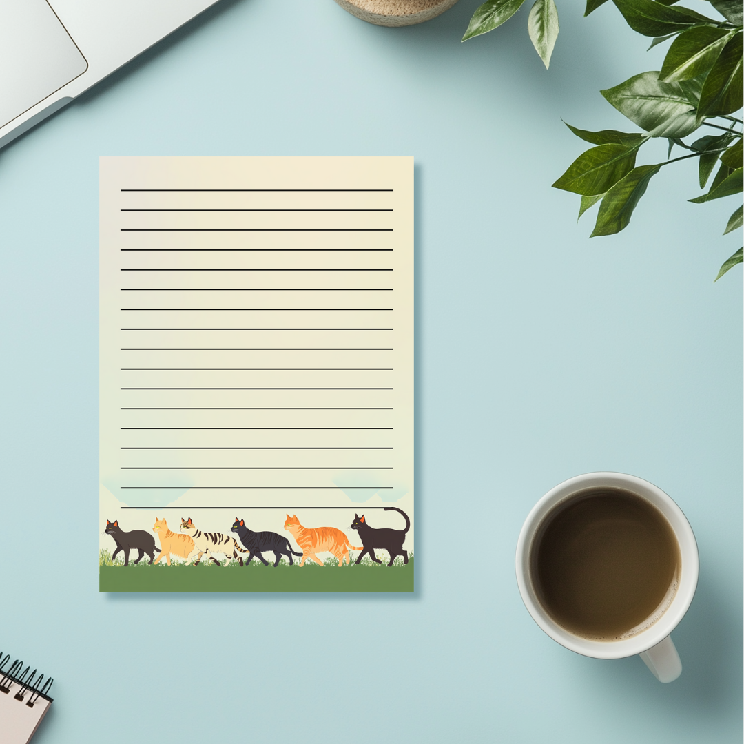 Whimsical Cats on the Grass Notepads